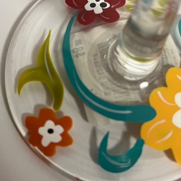 Pier 1 Imports Spring Floral Hand Painted Wine Glass Water Goblet Mouth Blown - Picture 9 of 12